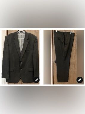 HAGGAR Mens Tailor Fit Black Suit Jacket (46reg) & Pants (40x30)